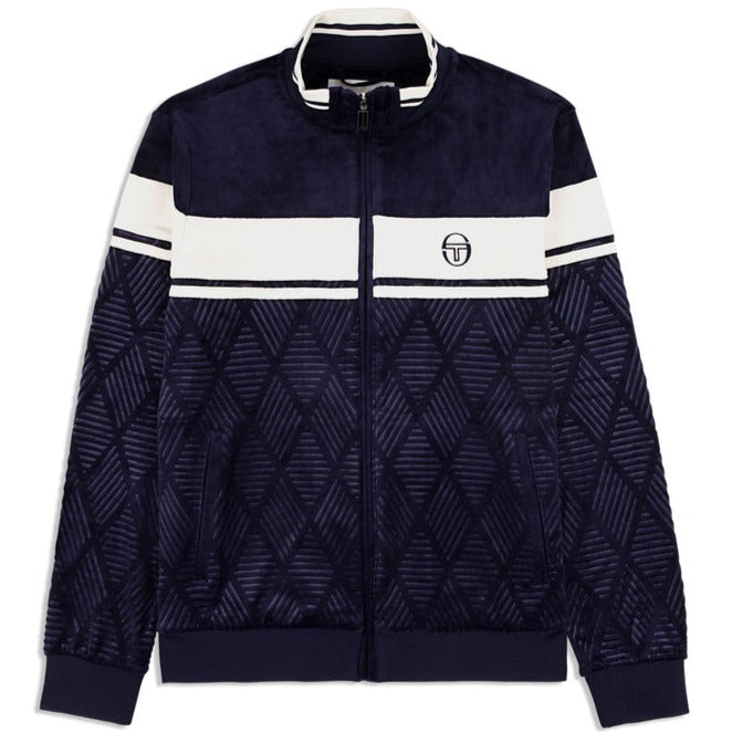 SERGIO TACCHINI - DEBOSSED DAMARINDO VELOUR TRACK SUIT - NAVY BLUE