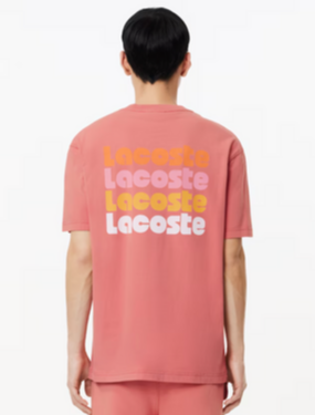 LACOSTE - MEN'S WASHED EFFECT T-SHIRT -PINK