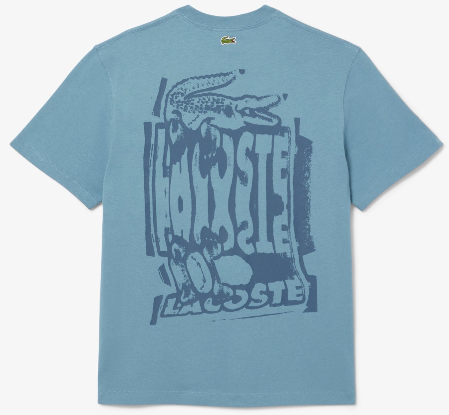 LACOSTE - Unisex Signature Print Cotton T-Shirt - LIMESTONE/FALCON