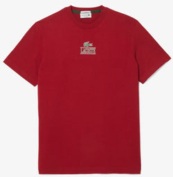 LACOSTE - UNISEX REGULAR FIT COTTON JERSEY BRANDED T-SHIRT - RED