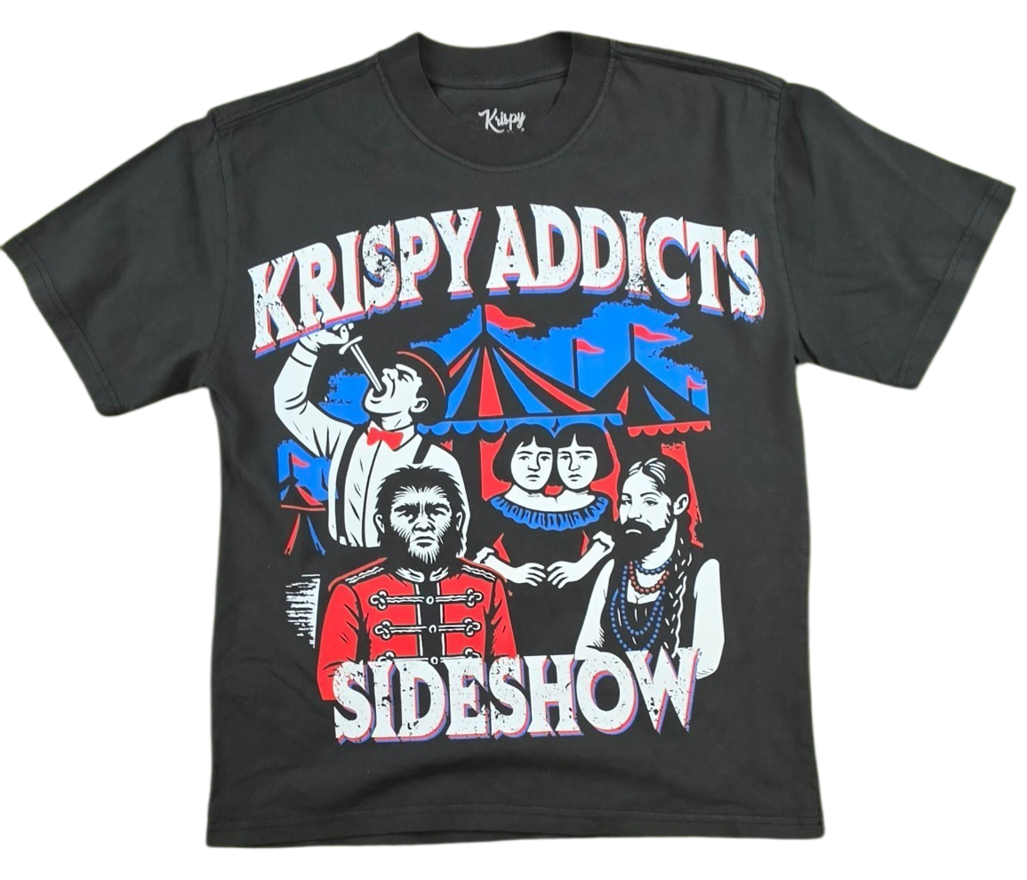 KRISPY ADDICTS - SIDESHOW OVERSIZE T-SHIRT - WASHED BLACK