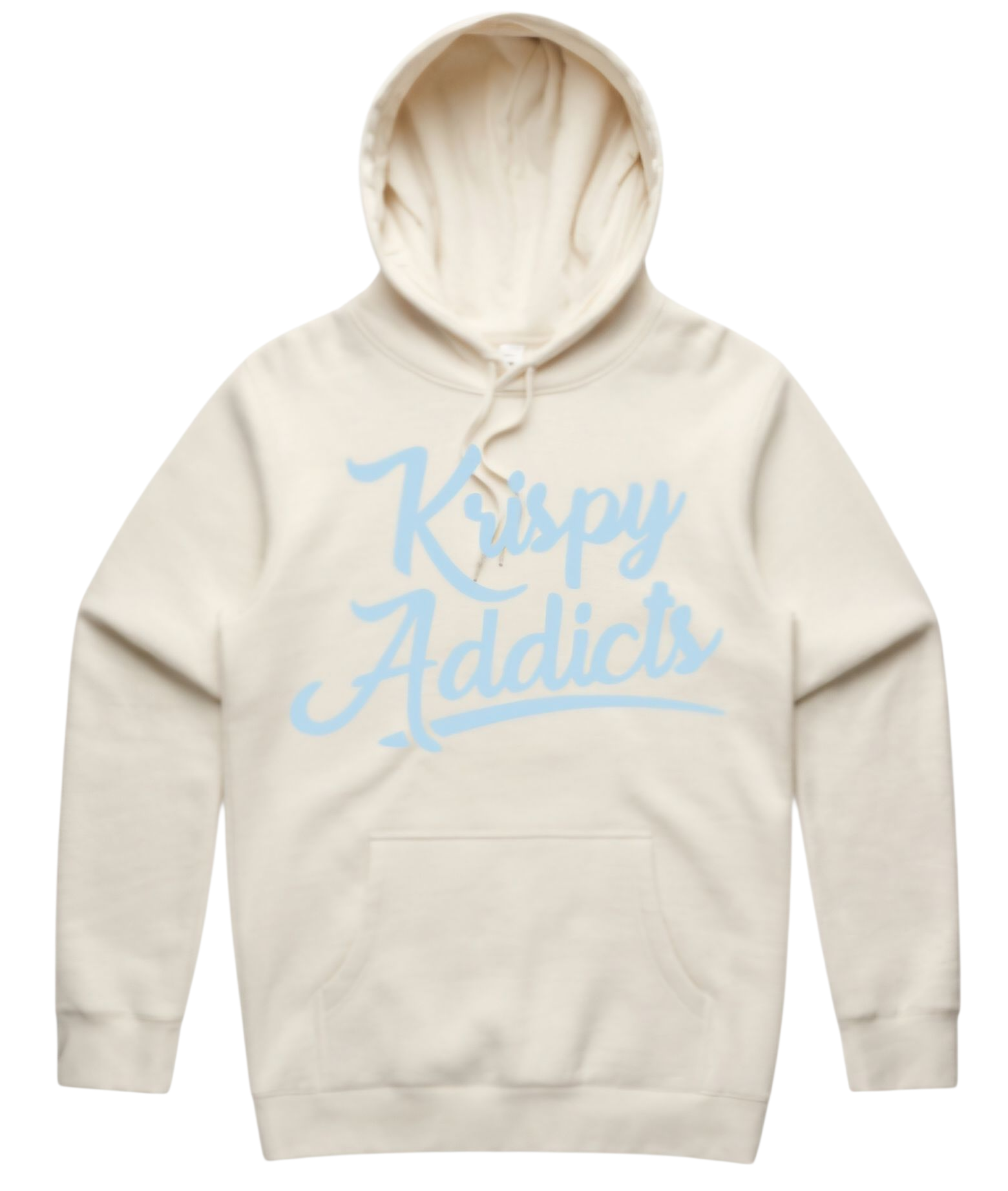 KRISPY ADDICTS - RAISED PUFF LOGO HOODIE - CREAM/ICE BLUE