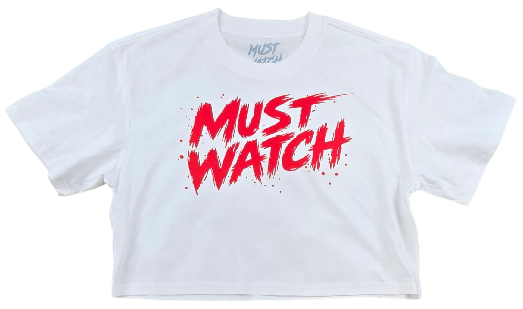 MUST WATCH (WOMEN'S) - WOMEN'S CROP TEE - WHITE/RED