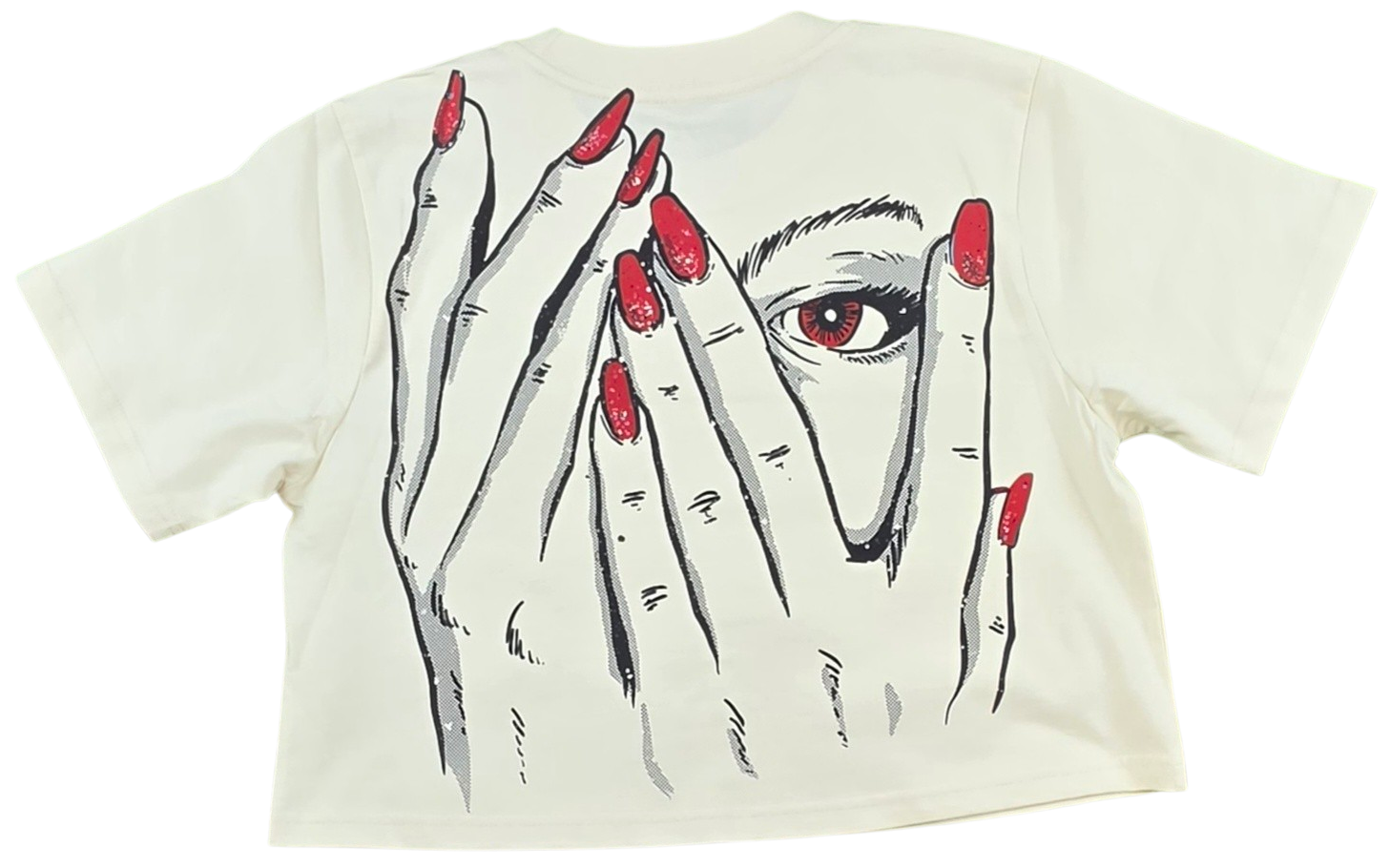 MUST WATCH (WOMEN'S) - WOMEN'S CROP TEE - CREAM/CARDINAL RED