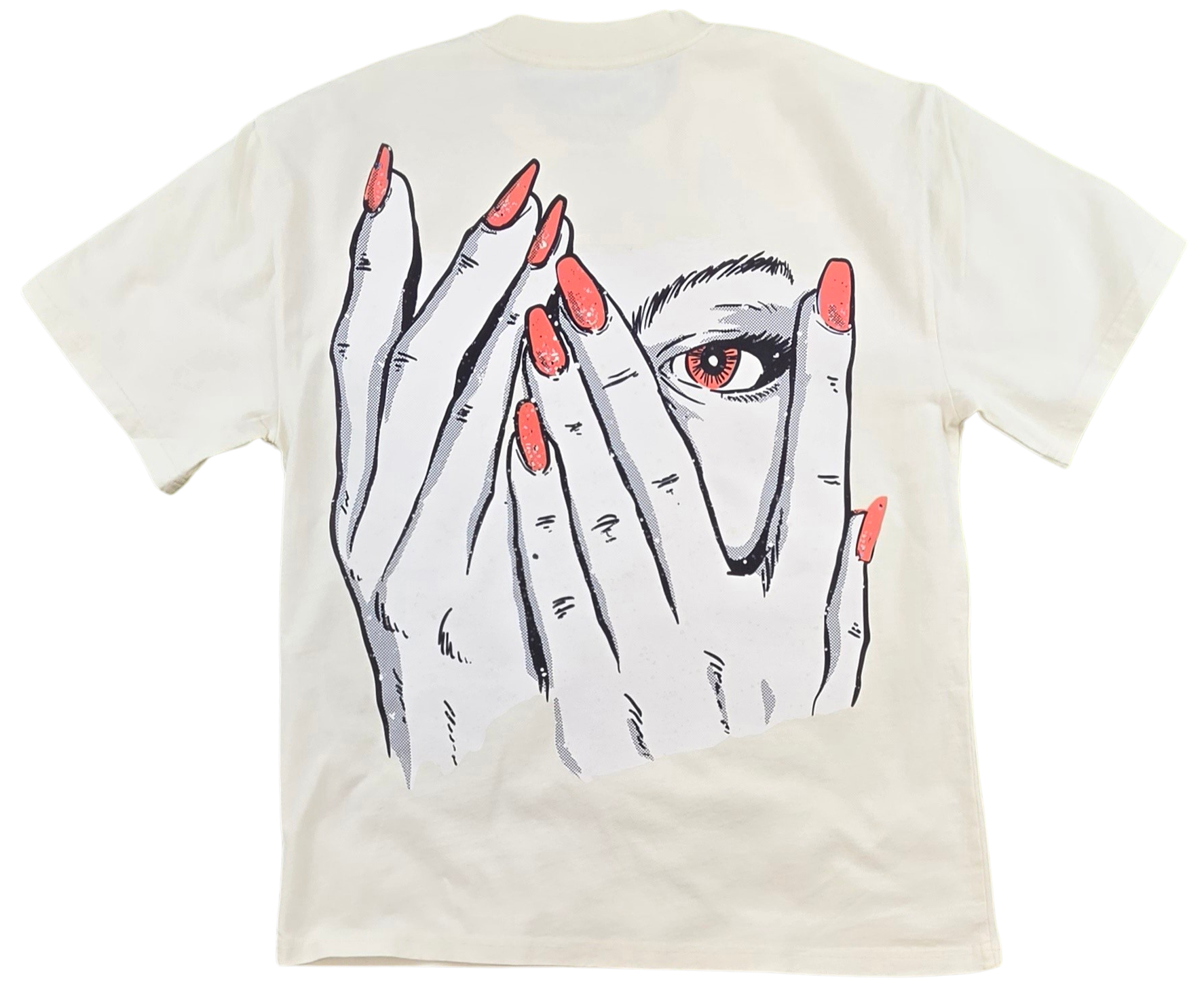 MUST WATCH - BACK TATT  T-SHIRT - CREAM/SALMON