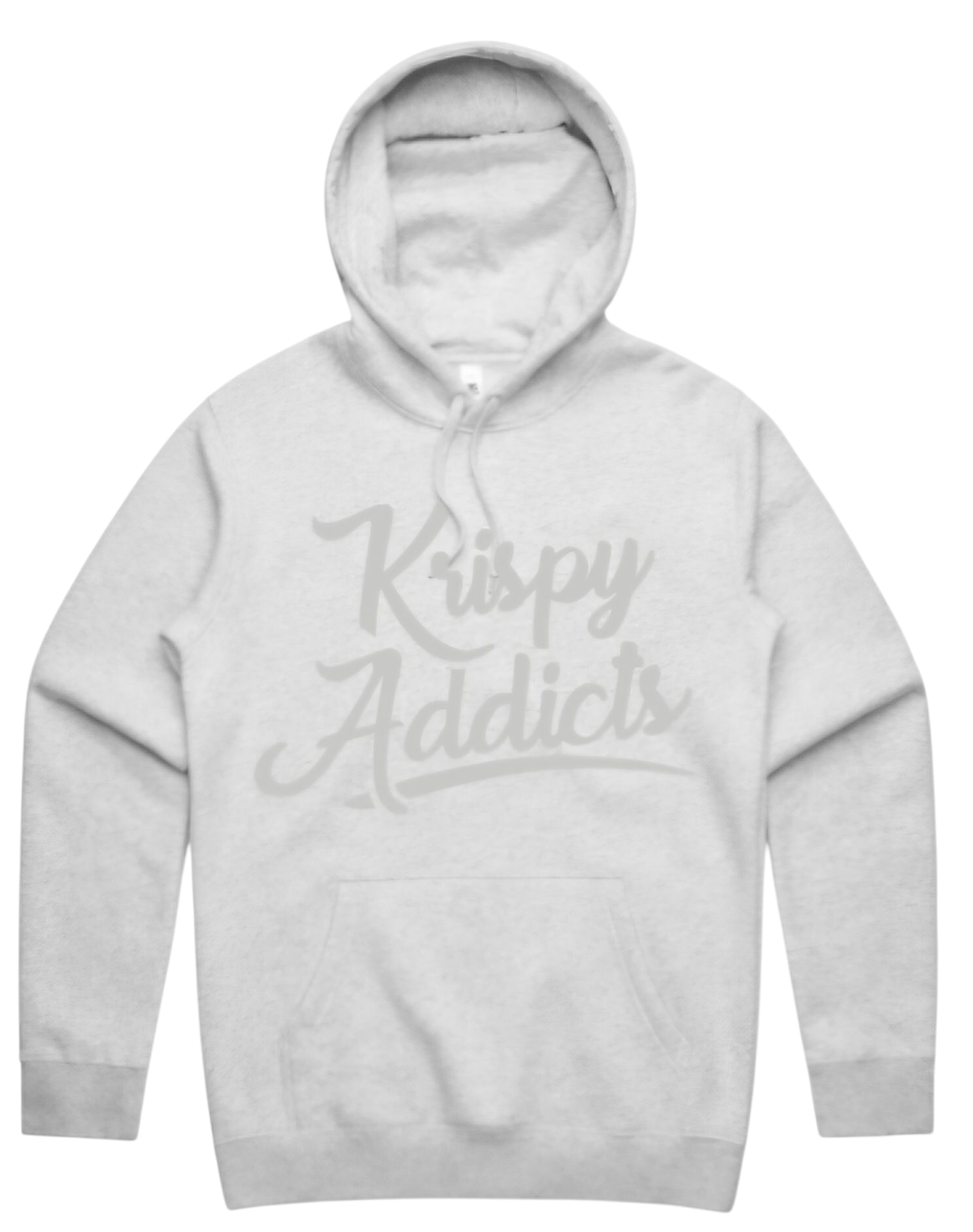 KRISPY ADDICTS - RAISED PUFF LOGO HOODIE - WHITE HEATHER GREY/GREY