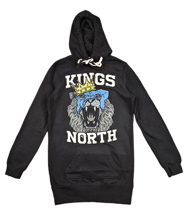 KRISPY ADDICTS - KINGS OF THE NORTH (DETROIT LIONS) HOODIE DRESS - BLACK