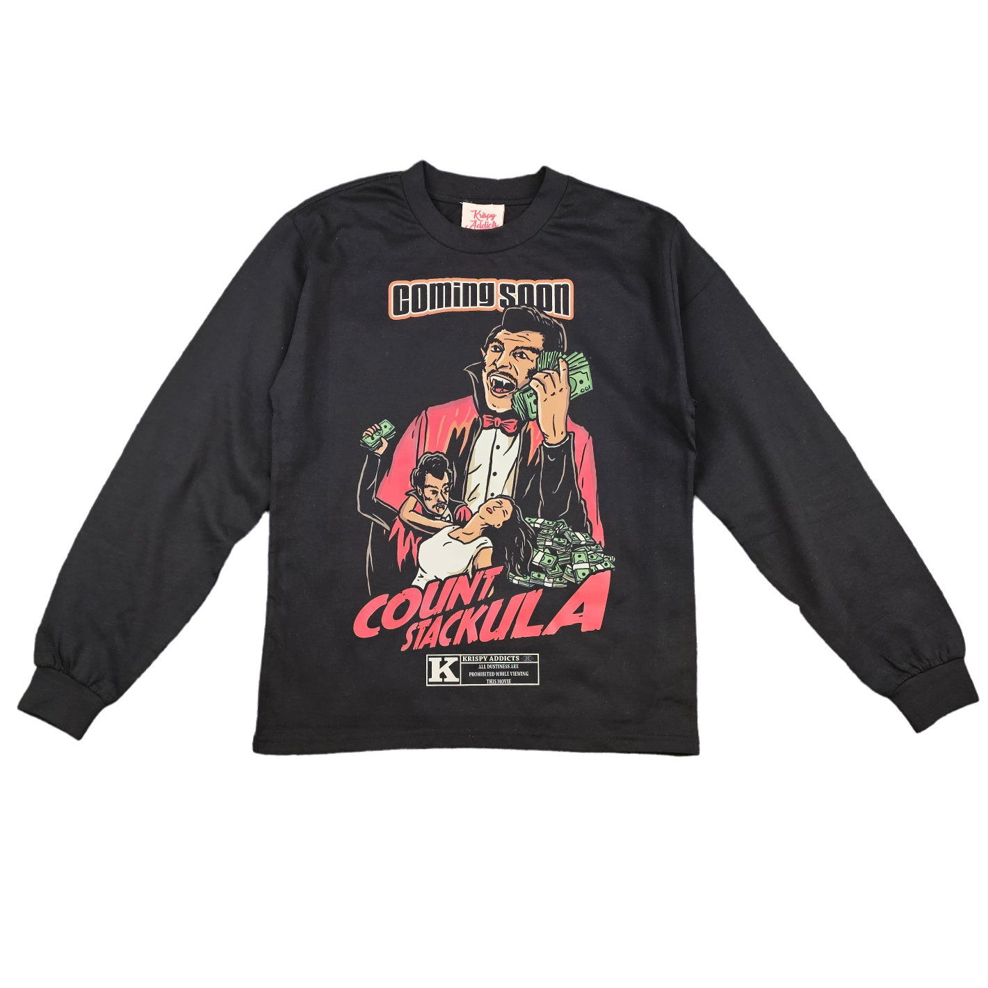 KRISPY ADDICTS - COUNT STACKULA LONG SLEEVE - BLACK