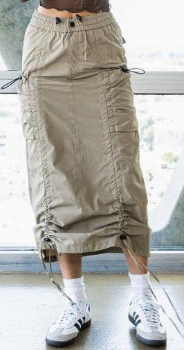 WOMEN'S COLLECTION - Drawstring Front Flap Y2K Cargo Column - KHAKI