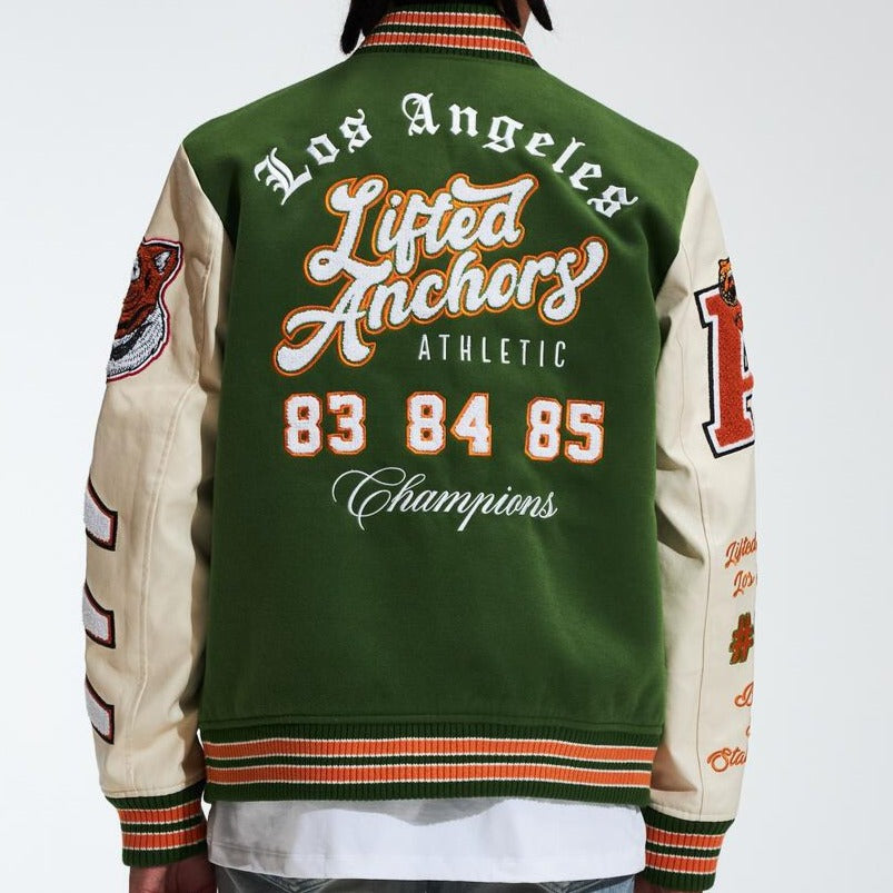 LIFTED ANCHOR - "CHAMPION" LETTERMAN JACKET - GREEN