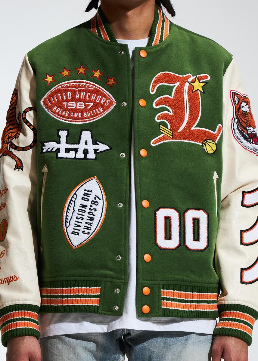 LIFTED ANCHOR - "CHAMPION" LETTERMAN JACKET - GREEN