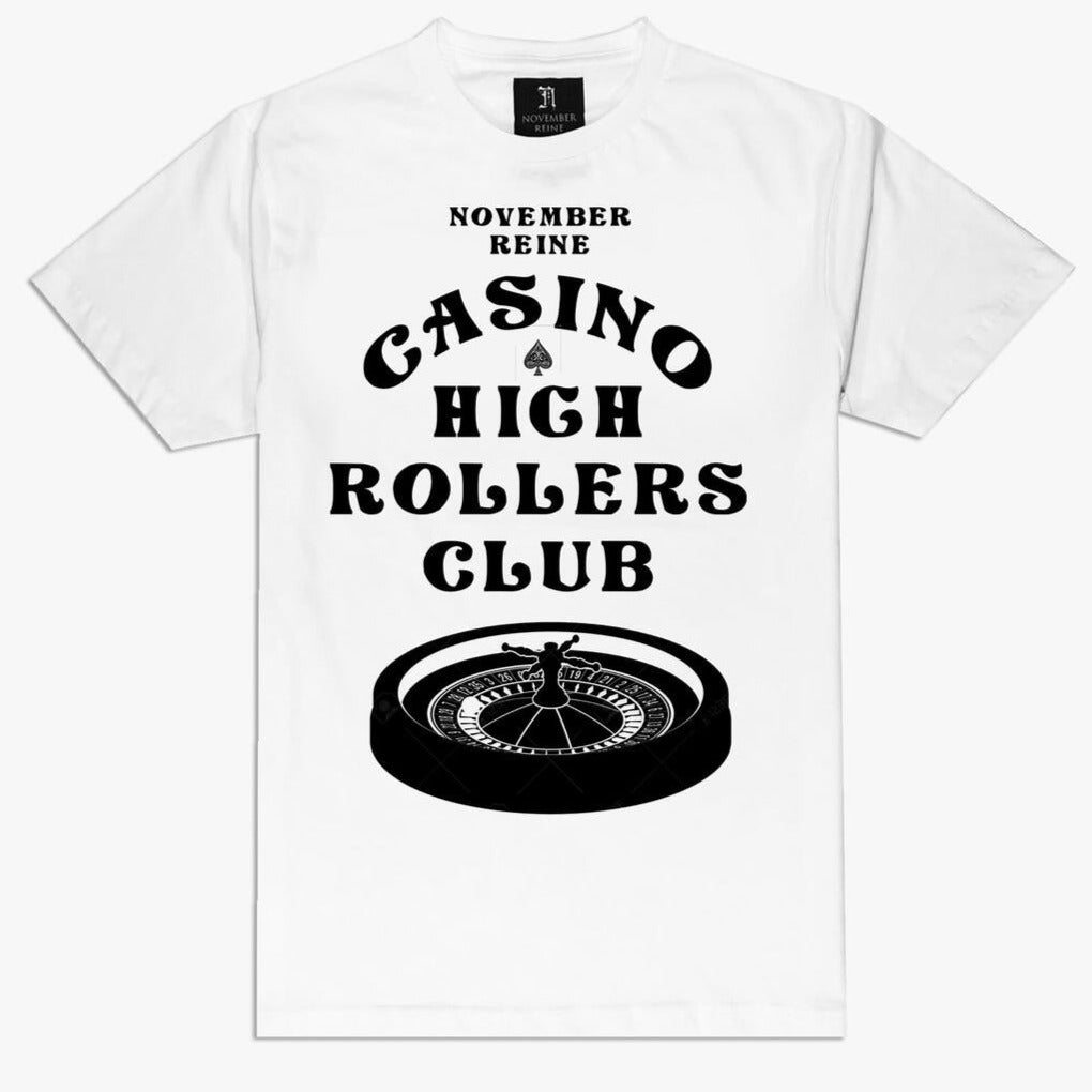 NOVEMBER REINE - HIGH ROLLERS CLUB TEE WHITE AND BLACK