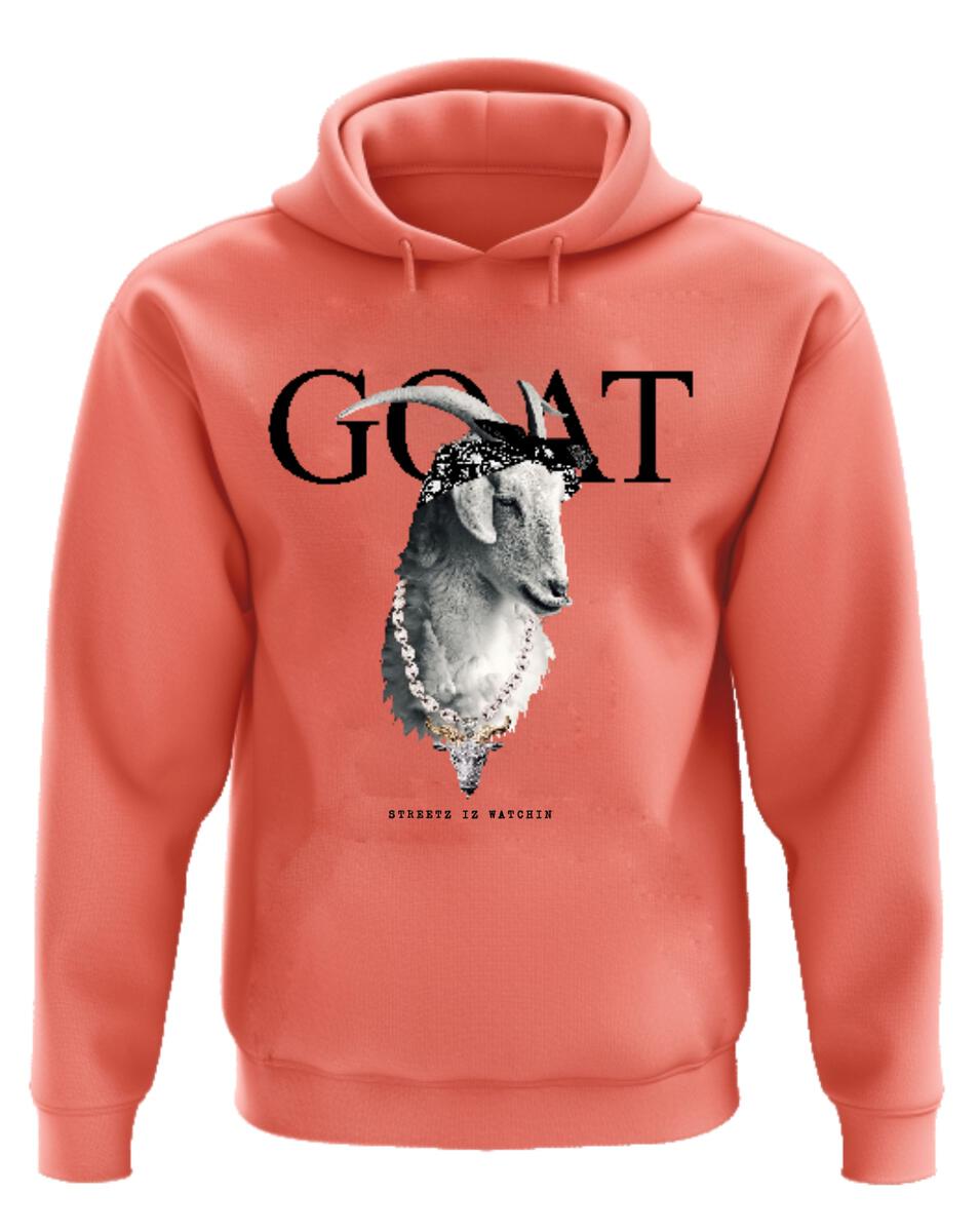 STREETZ IZ WATCHIN - G.O.A.T. HOODIE - SALMON