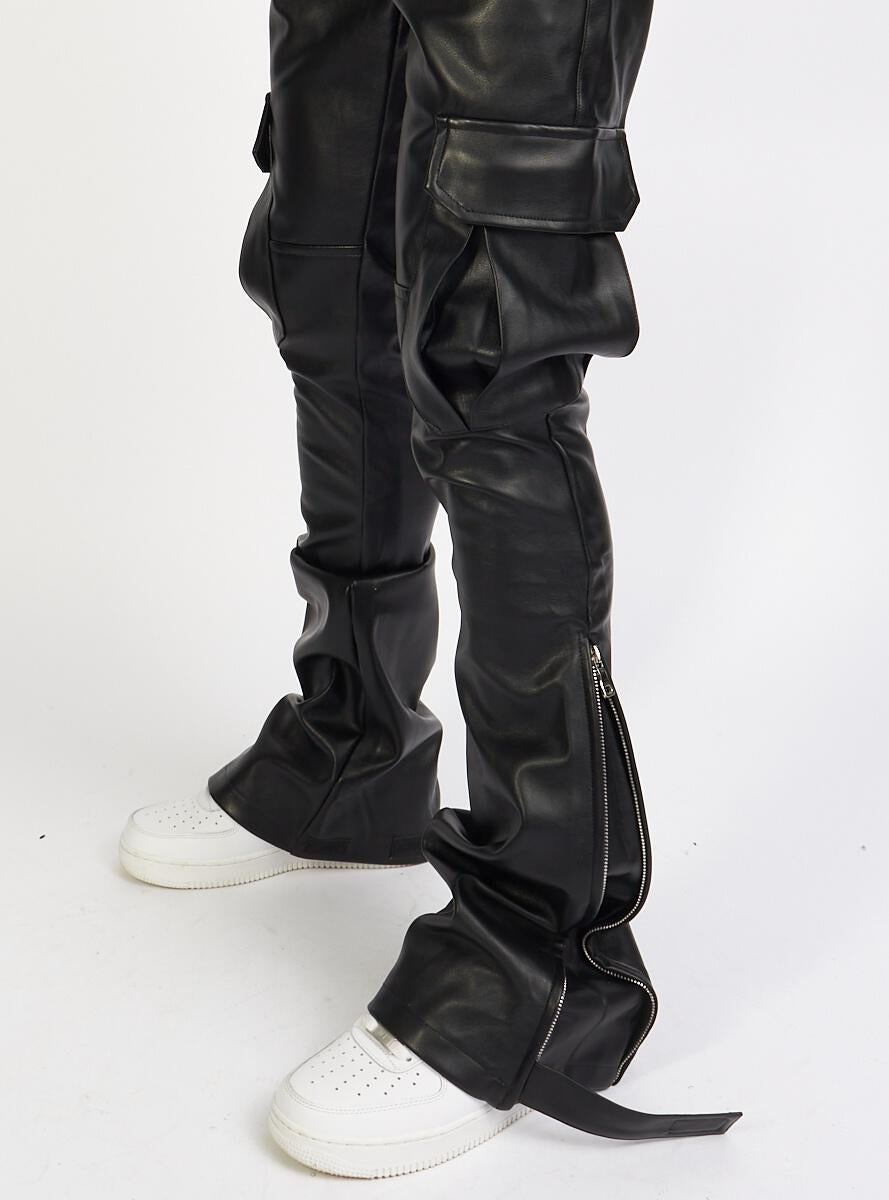 POLITICS - PU STACKED CARGO FLARE - BLACK