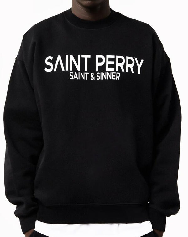 SAINT PERRY - Oversized Sweater Black Elevated Essential - BLACK