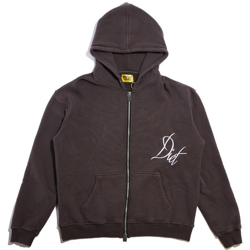 DIET STARTS MONDAY - Script Zip Up Hoodie - BAHAMA BROWN