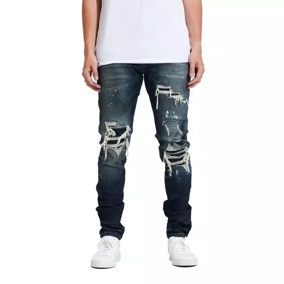 EMBELLISH - SLATE (RIP & REPAIR) JEANS - DARK WASH