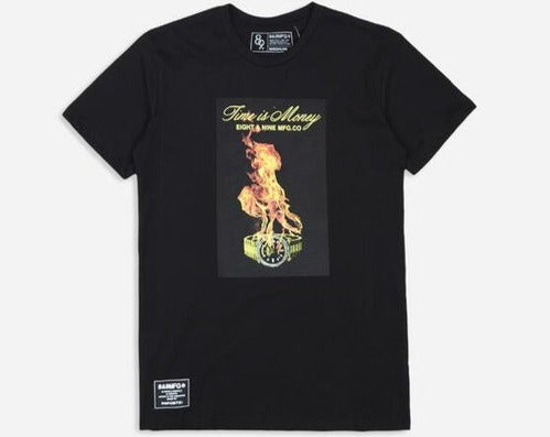 8 & 9 CLOTHING CO.- Burning Time T Shirt - Black