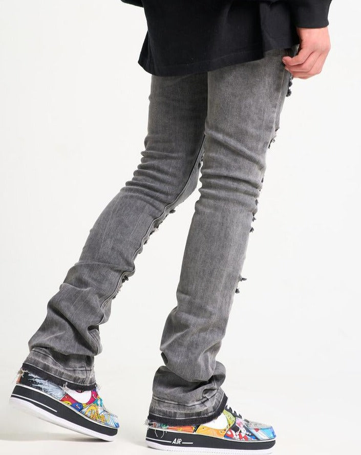 PHEELINGS - "NOW OR NEVER" FLARE STACK DENIM (CHARCOAL)