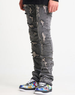 PHEELINGS - "NOW OR NEVER" FLARE STACK DENIM (CHARCOAL)