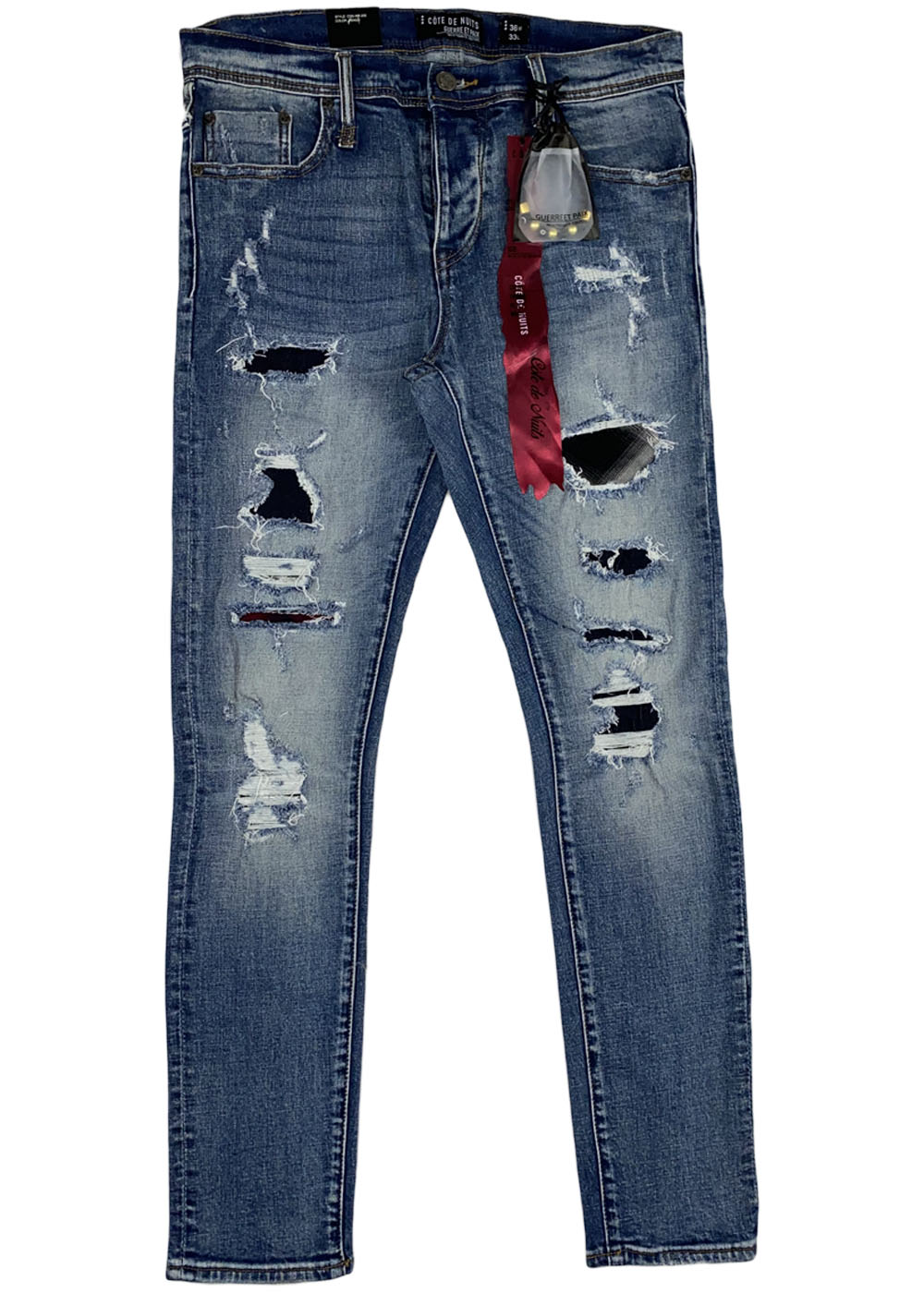 Cote de Nuits - Indigo Ripped Patched Denim Pant (cdn-wb-205)