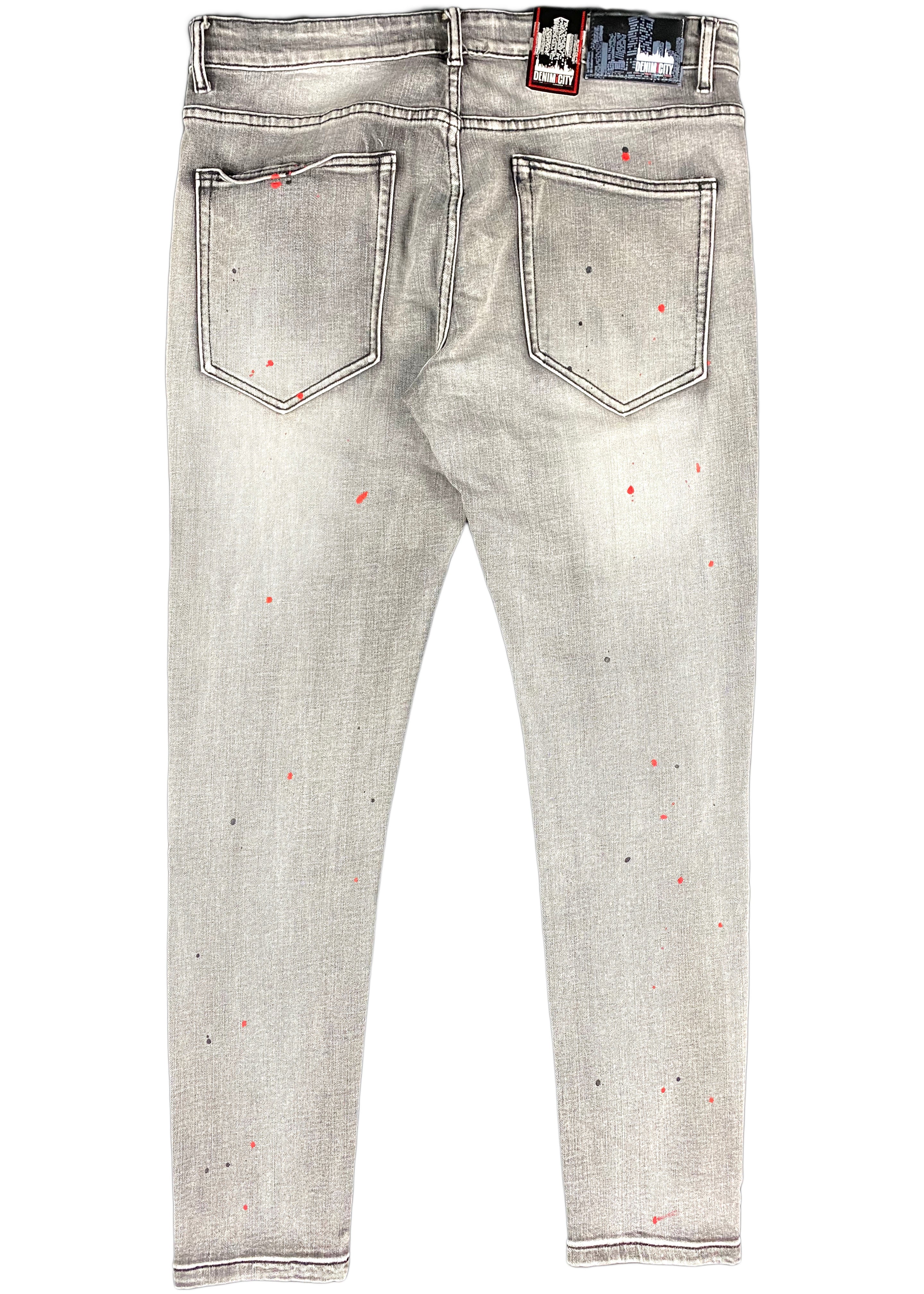 Denim City - Grey Wash Denim with Black Zebra/Leather Backing