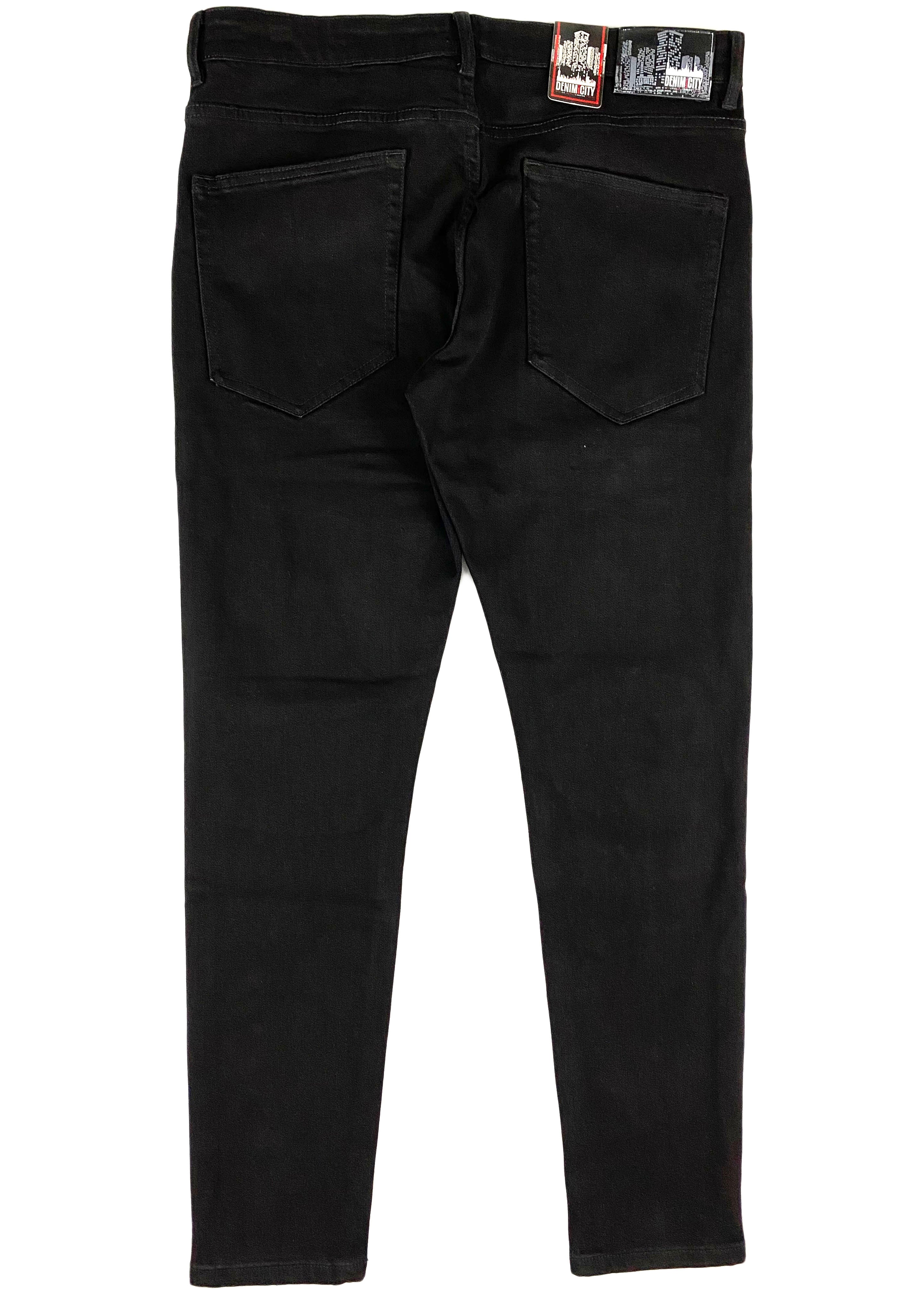 Denim City - Jet Black Wash Denim w/ Black Zebra/Leather Backing