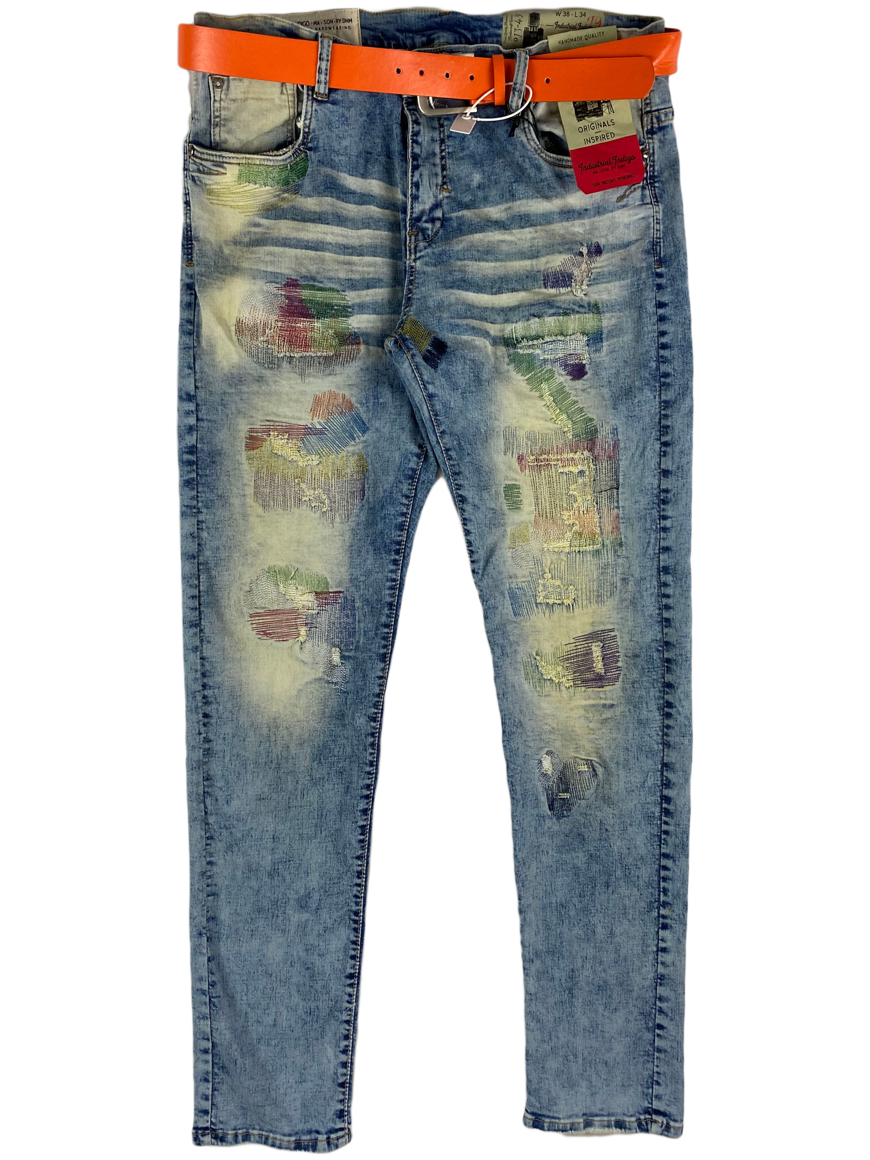 Industrial Indigo - Multi Color Patch Work (light blue) INT-WB-224