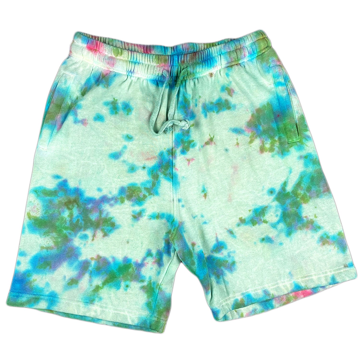 Krispy Addicts - Fleece Shorts Tie Dye (teal/blue)