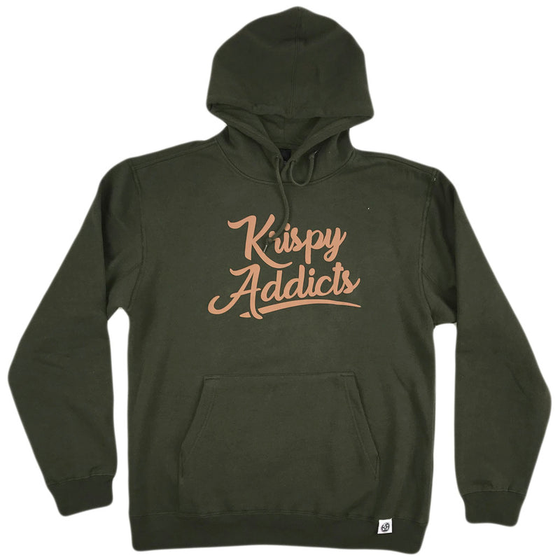 Krispy Addicts - Krispy Logo Raised Hoodie Olive (brown)