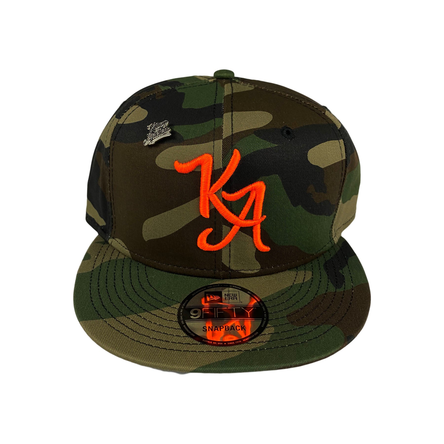 Krispy Addicts - KA Logo X New Era Snapback Camo (safety orange)