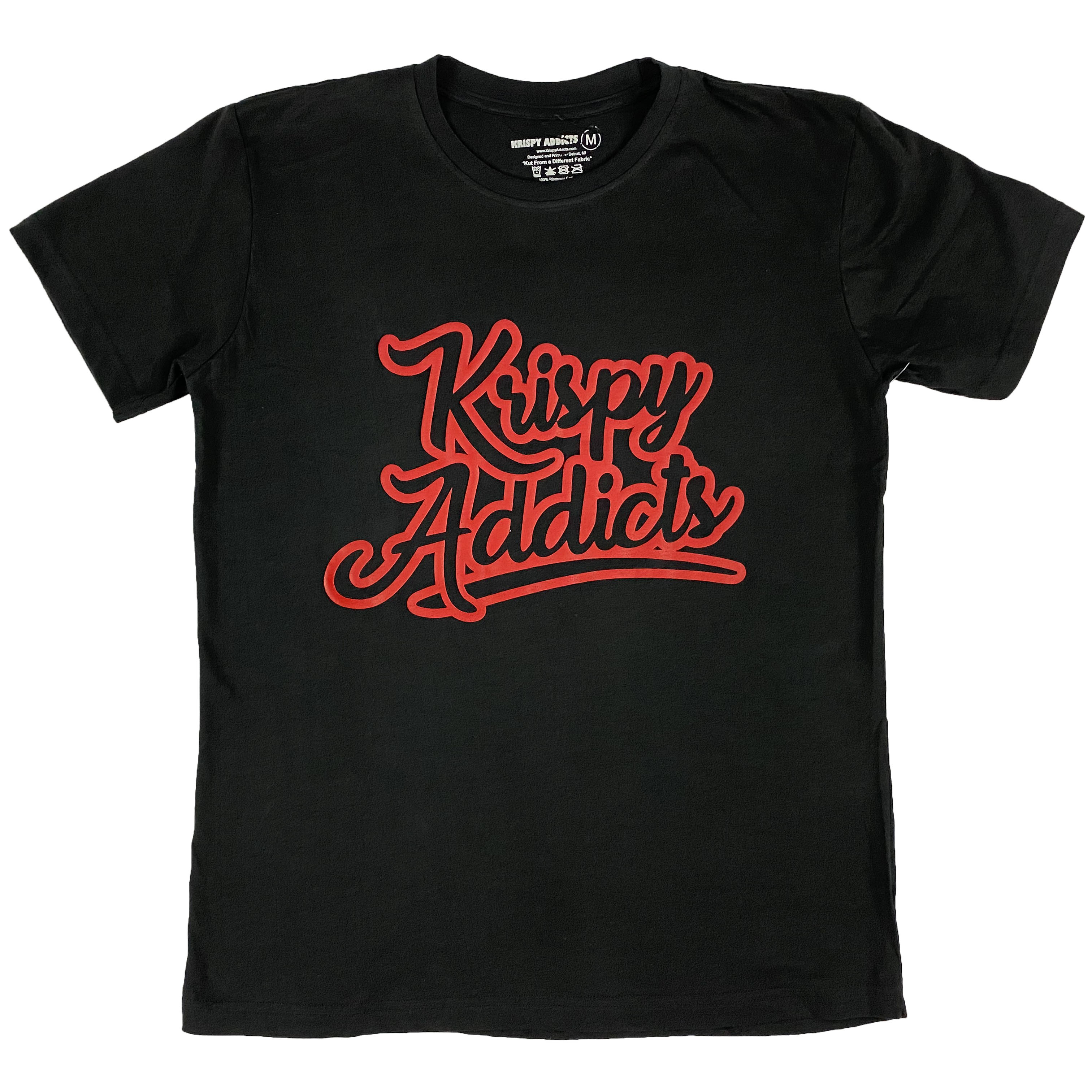 Krispy Addicts - Krispy Logo Outline No Recovery Back Tee Black (cardinal red)
