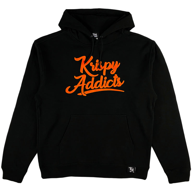Krispy Addicts - Krispy Logo Raised Hoodie Black (orange)