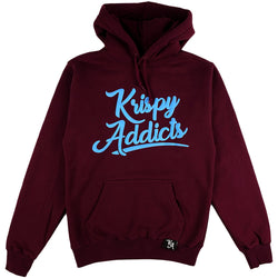 Krispy Addicts - Krispy Logo Raised Hoodie Maroon (light blue)