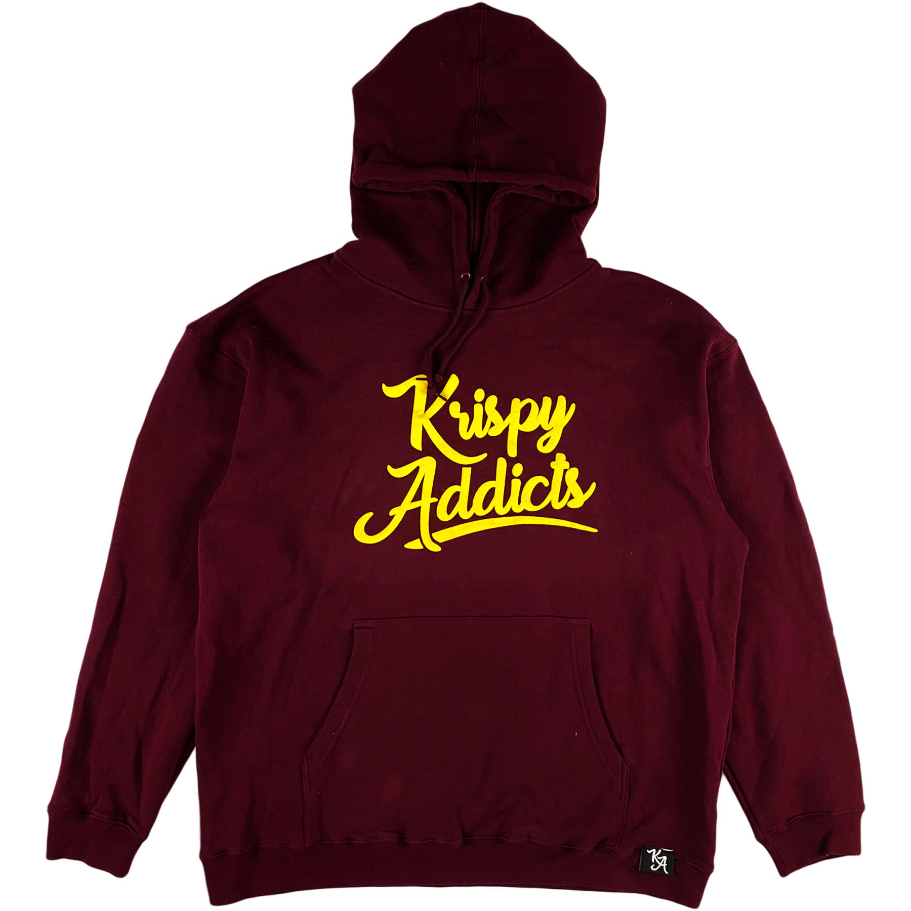 Krispy Addicts - Krispy Logo Raised Hoodie Maroon (yellow)