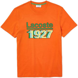 LACOSTE - Crew Neck Vintage Printed Cotton T-shirt (orange)