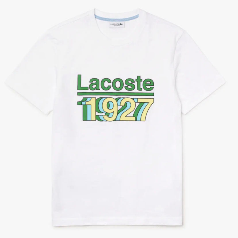 LACOSTE - Crew Neck Vintage Printed Cotton T-shirt (white)