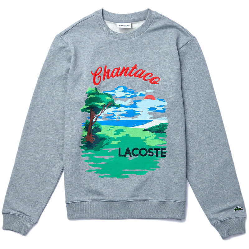 Lacoste - Crew Neck Landscape Print Fleece Sweatshirt (grey)