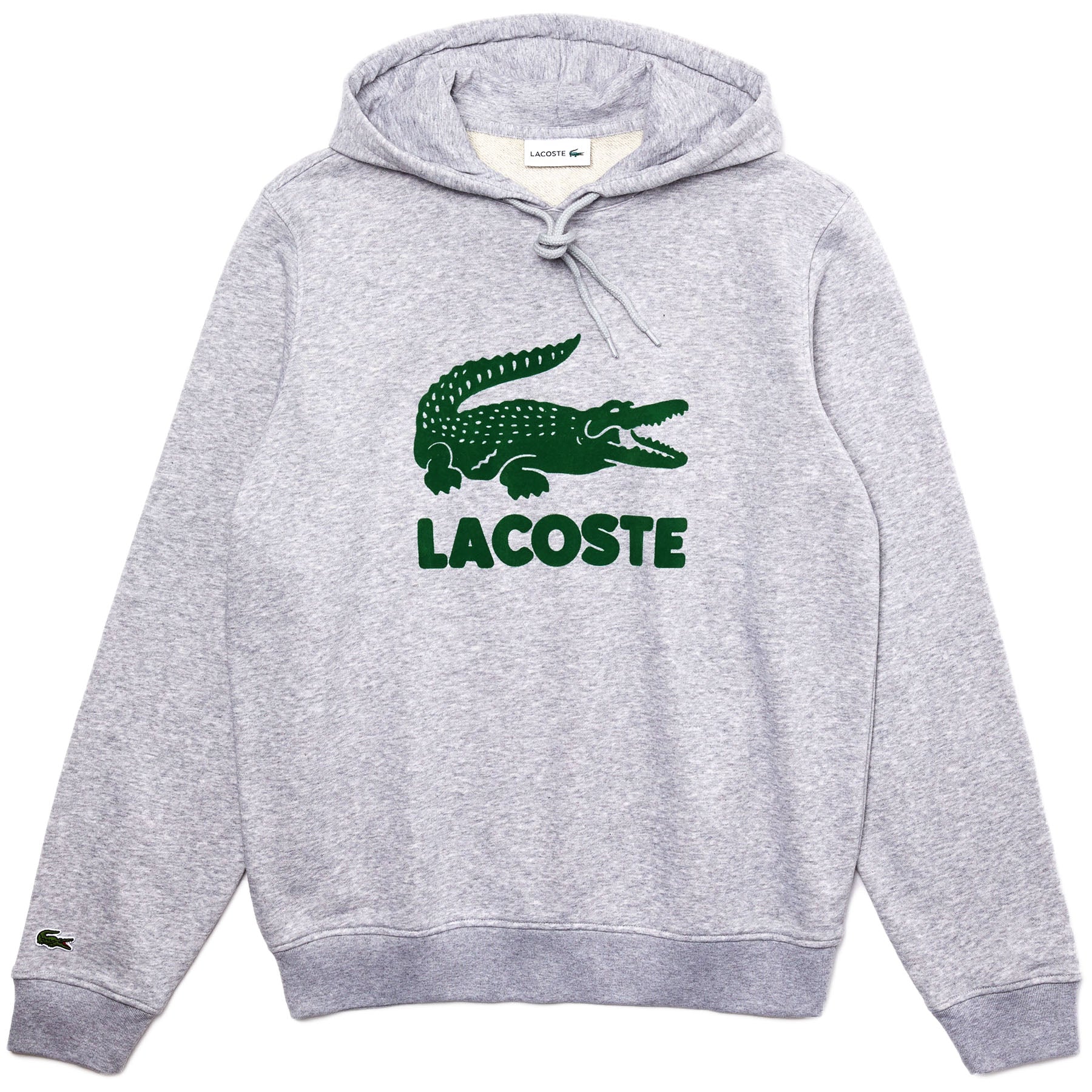 Lacoste - Hooded Fleece Sweatshirt With Printed Logo [sh2169] (silver chine)