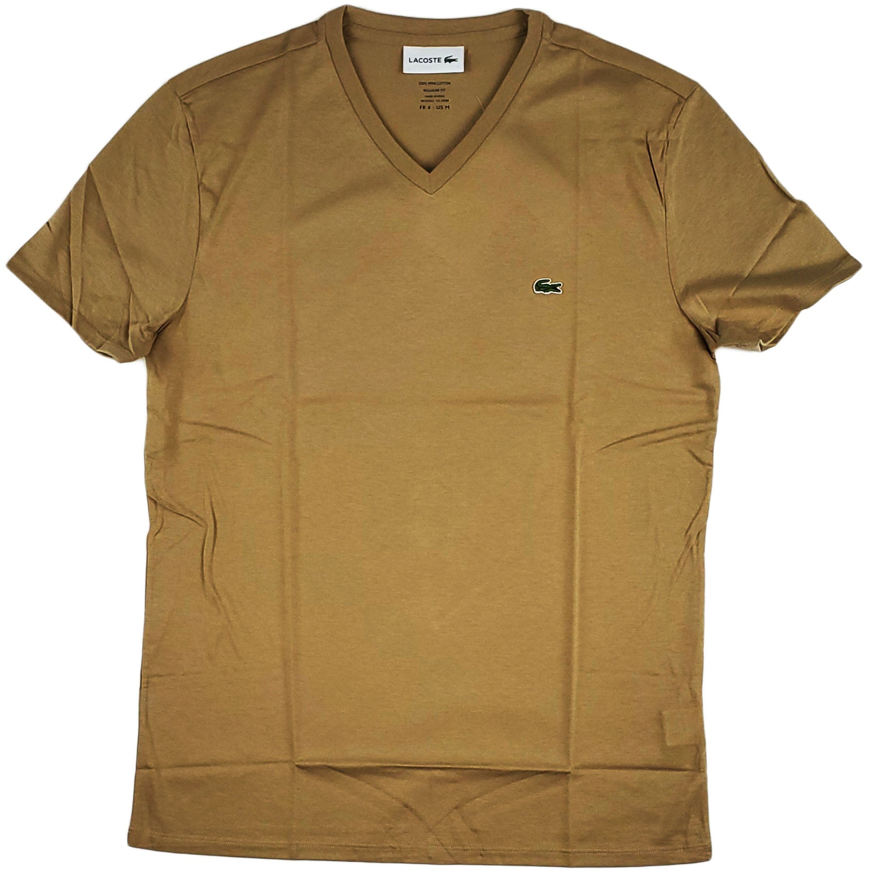 Lacoste - SS Pima V neck Tee (Beige)