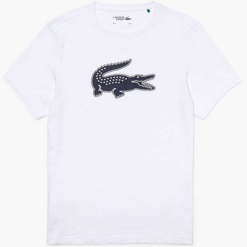Lacoste - Sport 3D Print Crocodile Breathable Jersey T-shirt (white/navy blue)
