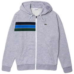 Lacoste - Sport Hooded Colorblock Fleece Zip Sweatshirt (silver/navy blue)