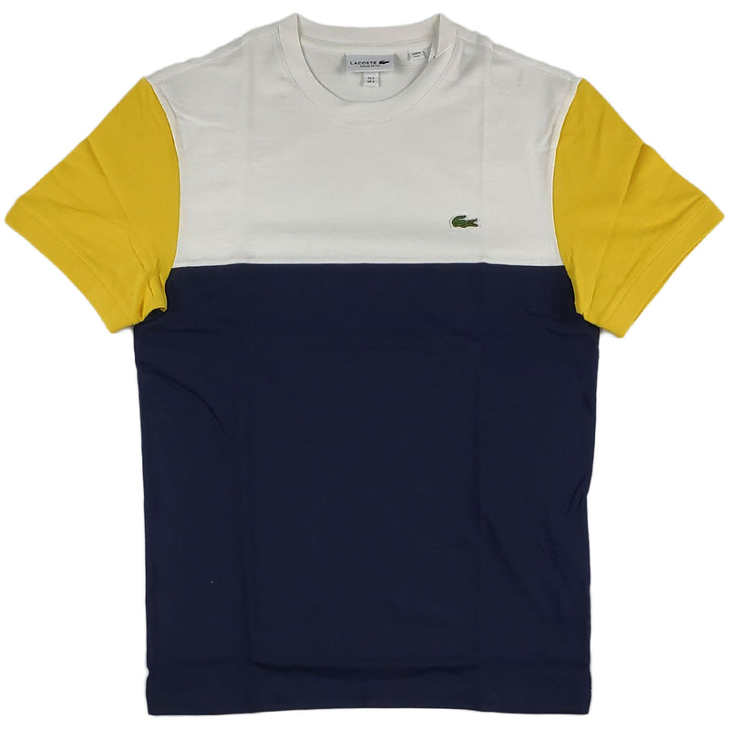 Lacoste - TH5103 SS Striped 'Colorblock' Tee (navy,yellow)