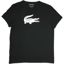 Lacoste ss jersey tech w/gator graphic logo (black/white)