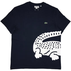 Lacoste ss jersey tee-shirt with a big lacoste crocodile 'pack' (navy)