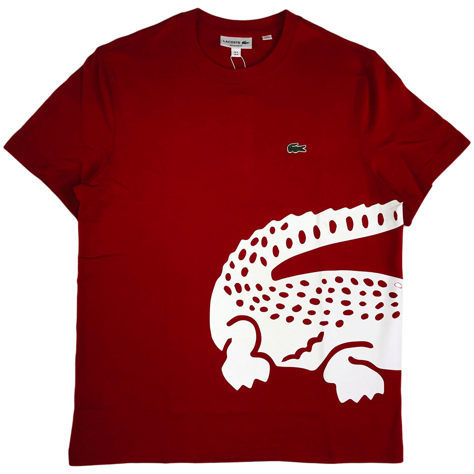 Lacoste ss jersey tee-shirt with a big lacoste crocodile 'pack' (red)