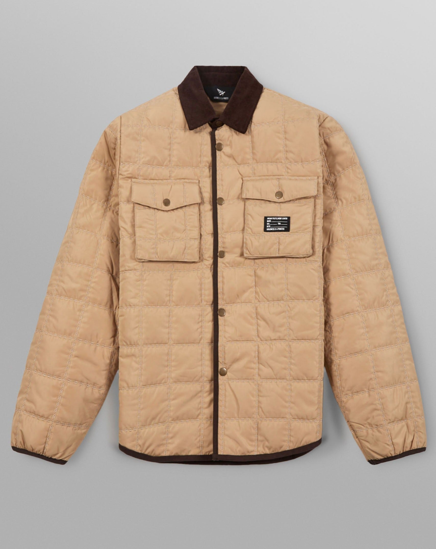 PAPER PLANES - QUILTED SHIRT JACKET - PEBBLE
