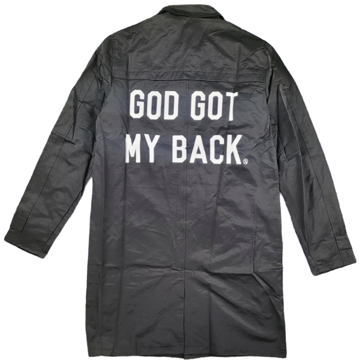 FLY SUPPLY - GOD GOT MY BACK TRENCHCOAT (BLACK)