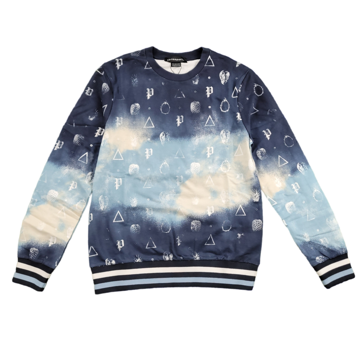 ELEVEN PARIS - KNIT AOP CREWNECK SWEATSHIRT - MOOD INDIGO CLOUD