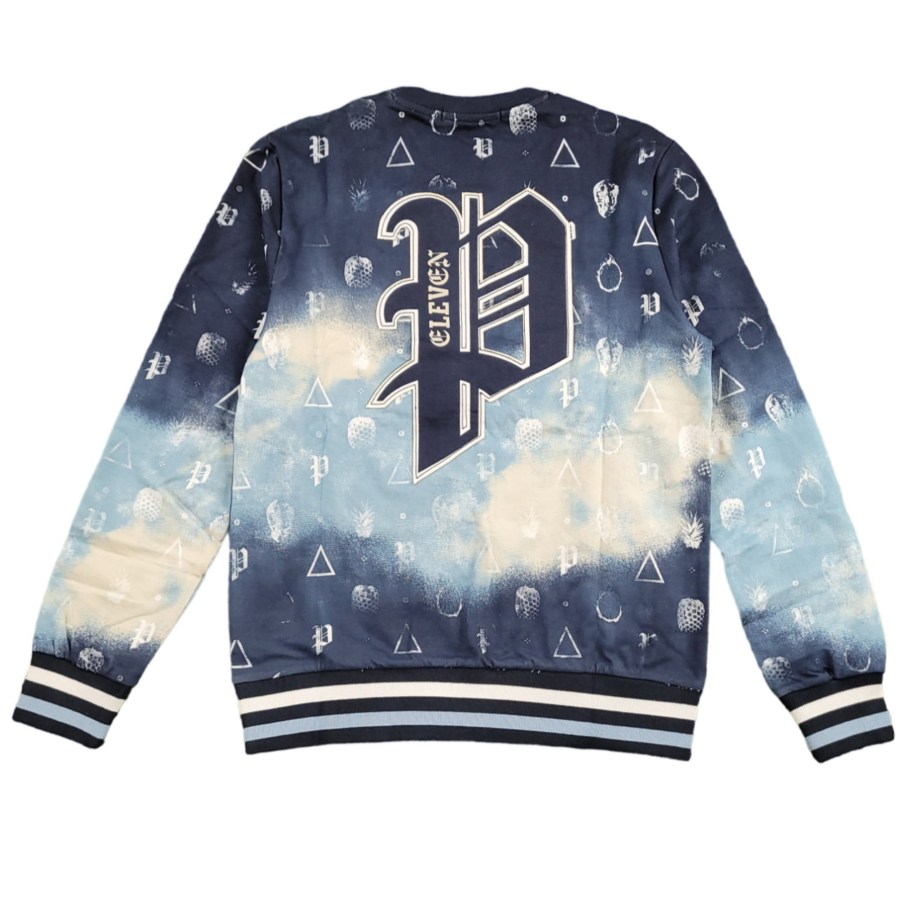 ELEVEN PARIS - KNIT AOP CREWNECK SWEATSHIRT - MOOD INDIGO CLOUD